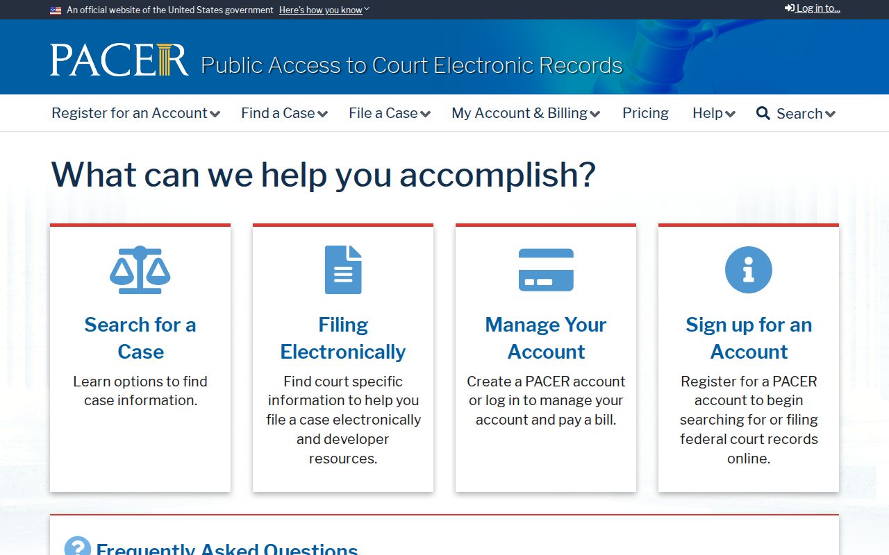 PACER federal court access separate from Kiowa County arrest search