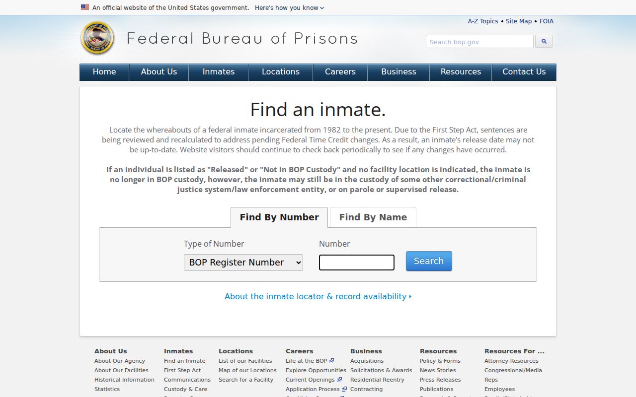 Federal inmate locator separate from Kiowa County arrest records