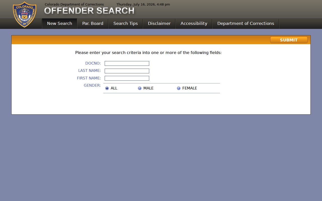 CDOC offender search for Kiowa County criminal custody records