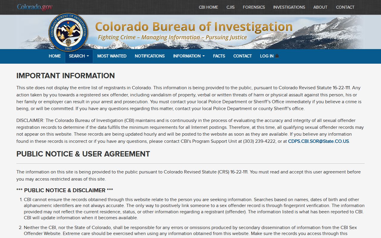 CBI geographic sex offender search controls for rural Kiowa County